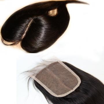 8A virgin brazilian straight human hair middle part lace closures 4x4 swiss lace top closures bleached knots 1b