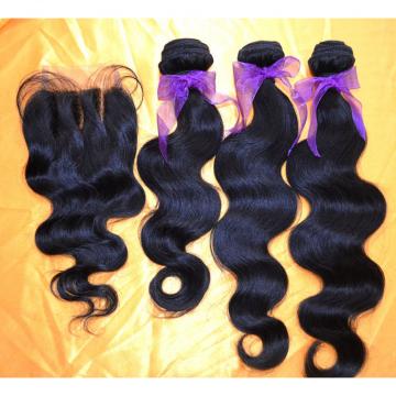 4pcs lot Malaysian virgin hair body wave 7A unprocessed hair wefts 3pcs hair bundles with 1 lace closure